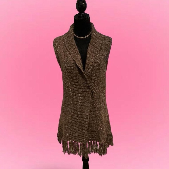 🍁Charter Club Brown Knit Cardigan Vest - Picture 1 of 5